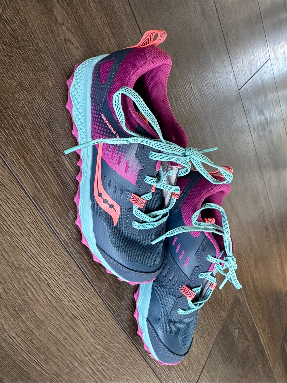 Saucony Kids Trail Sneakers - Teal, Pink & Gray
